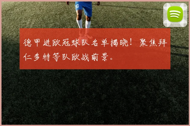 德甲进欧冠球队名单揭晓！聚焦拜仁多特等队欧战前景。
